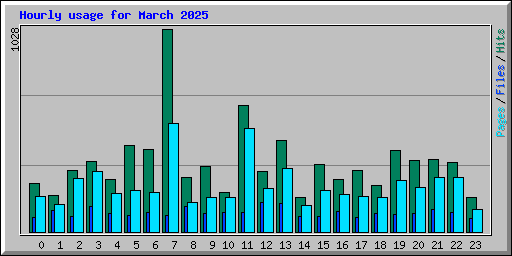 Hourly usage for March 2025